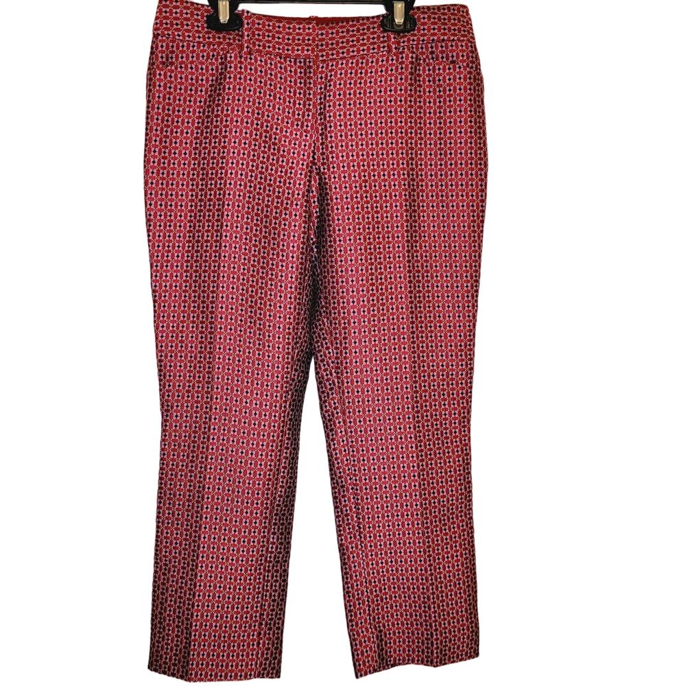 The Limited red jacquard cropped pants size 2P Retro Artsy 70s Preppy Geometric